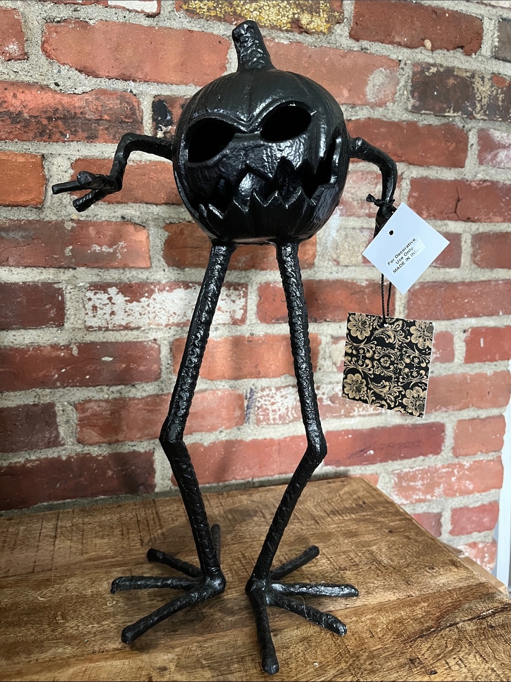 Christian Siriano Black Metal Pumpkin Figure Home Art Sculpture